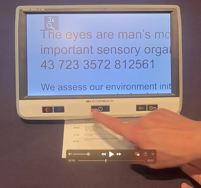 screenshot of portable video magnifier being shown at 2024 ATIA